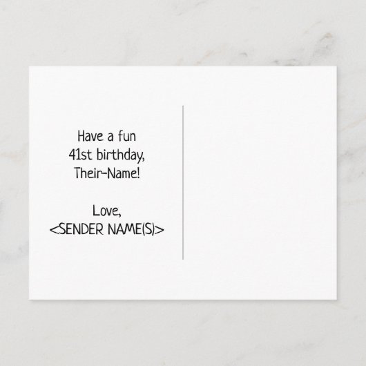 41ste verjaardag: Vet, Vun, Eenvoudig, Regenboog 4 Briefkaart (Achterkant)