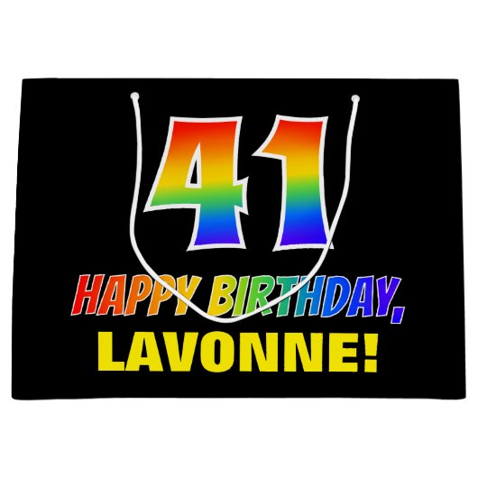 41ste verjaardag: Vet, Vun, Eenvoudig, Regenboog 4 Groot Cadeauzakje (Voorkant)