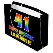 41ste verjaardag: Vet, Vun, Eenvoudig, Regenboog 4 Groot Cadeauzakje (Achterkant Gekanteld)