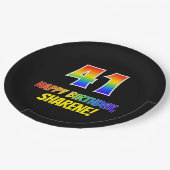 41ste verjaardag: Vet, Vun, Eenvoudig, Regenboog 4 Papieren Bordje (Gekanteld)