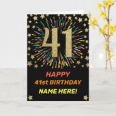 41ste verjaardag vuurwerk regenbooggoud kaart (Gele Bloem)