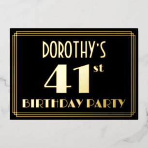 41ste verjaardagsfeest: Art Deco-look “41”, met na Folie Uitnodiging