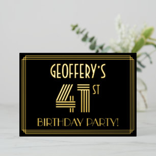 41ste Verjaardagsfeest — Art Deco stijl “41” + Naa Folie Uitnodiging