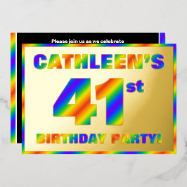 41ste Verjaardagsfeest — Leuk, Regenboogspectrum “ Folie Uitnodiging
