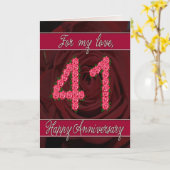 41ste verjaardagskaart met rozen en bladeren kaart (Gele Bloem)