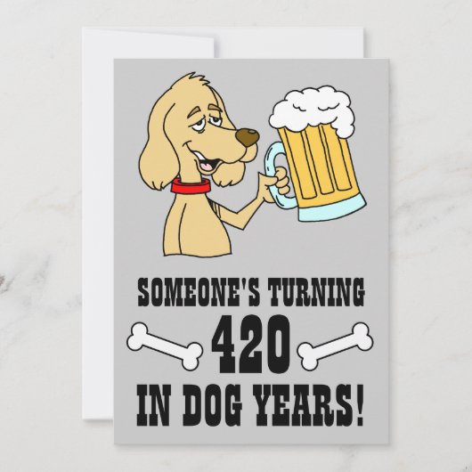 420 Dog Years 60th Birthday Party Invite Kaart (Voorkant)