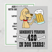 420 Dog Years 60th Birthday Party Invite Kaart (Voorkant / Achterkant)