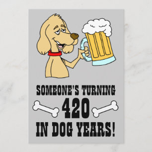 420 Dog Years 60th Birthday Party Invite Kaart