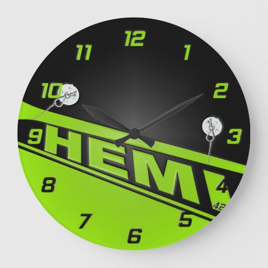  426 Hemi Design Clock green Grote Klok (Voorkant)