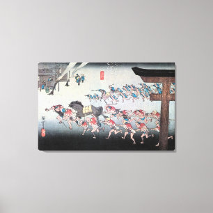 42. 宮, 広 重 Miya-juku, Hiroshige, Ukiyo-e Canvas Afdruk