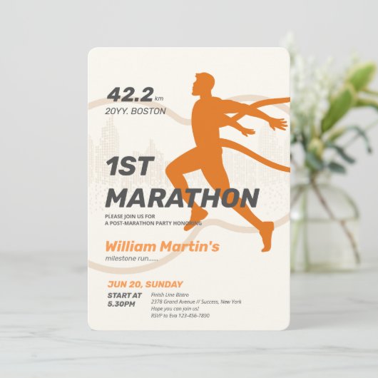 42.2km 1e Marathon-Post Marathonfeest Kaart (Staand voorkant)