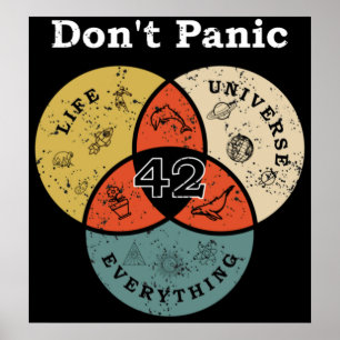 42 Dont Panic Life Universe Alles Hitchhike Poster