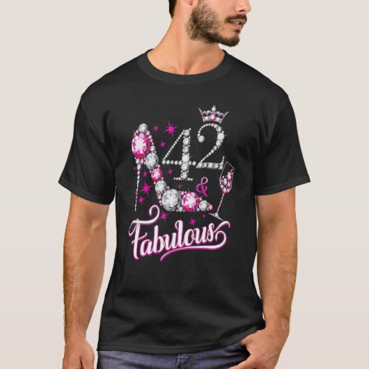 42 en Fabulous Happy 42e verjaardag Girly T-shirt (Voorkant)