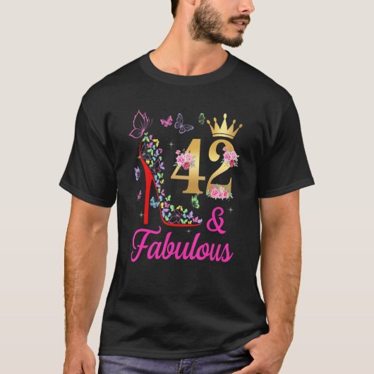 42 & Fabulous 42 jaar oude 42e buikvlinders H T-shirt (Voorkant)