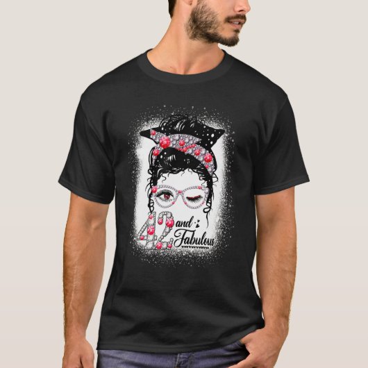 42 & Fabulous 42nd Birthday Diamond Messy Bun Lips T-shirt (Voorkant)