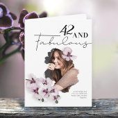 42 & Fabulous Orchid Photo Birthday Greeting Card Kaart