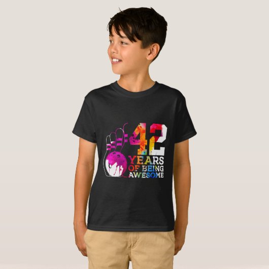 42 jaar Geweldige bowling 42ste verjaardag T-shirt (Voorkant volledig)