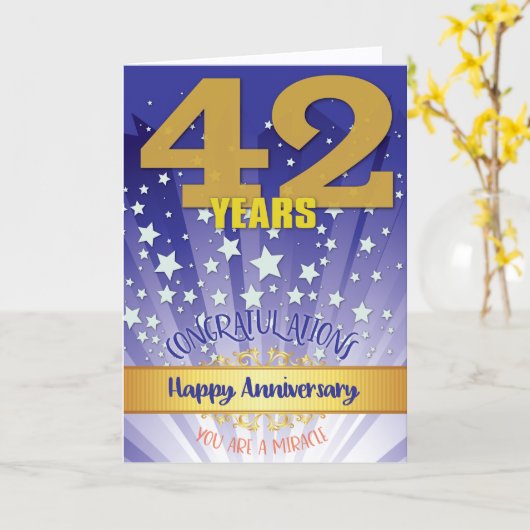 42 jaar herstel Jubileum vet cijfer Kaart (Gele Bloem)