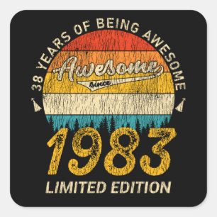 42 jaar oud 1983 Retro Geweldige 42e verjaardag ca Vierkante Sticker