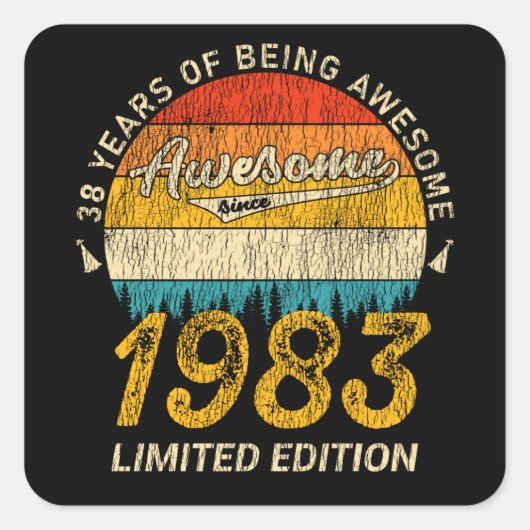42 jaar oud 1983 Retro Geweldige 42e verjaardag ca Vierkante Sticker (Voorkant)