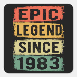 42 jaar oud Bday 1983 Epic Legend 42e verjaardag Vierkante Sticker