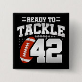 42 Jaar Oud Tackle Football Feest 42e Verjaardag Vierkante Button 5,1 Cm (Voorkant)