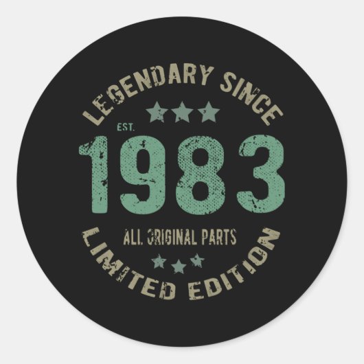 42 jaar oude Bday 1983 Legend 42ste verjaardag cad Ronde Sticker (Voorkant)
