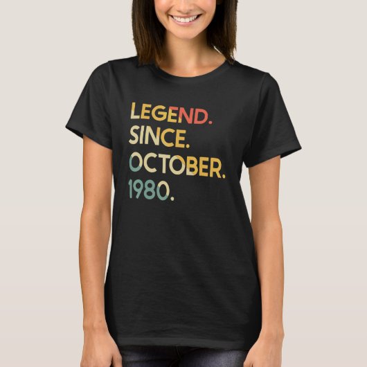 42 jaar oude leggende sinds oktober 1980 42e geboo t-shirt (Voorkant)
