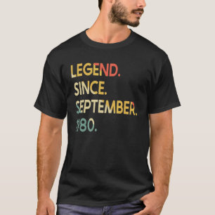 42 jaar oude leggende sinds september 1980 42e geb t-shirt