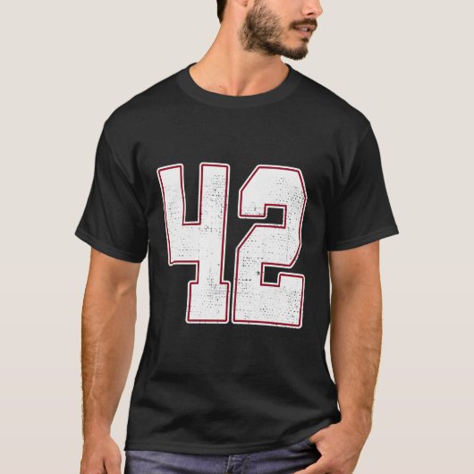 42 overzicht nummer 42 varsity fan sportteam zwart t-shirt (Voorkant)
