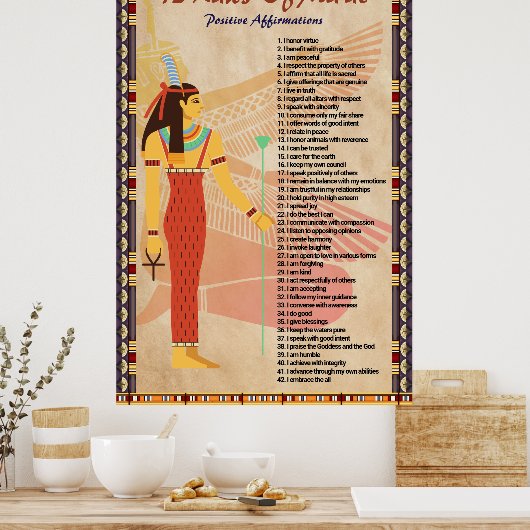 42 Wetten Van Ma'at - Positieve Affirmaties Poster (Keuken)