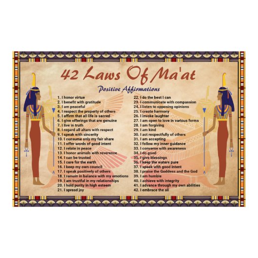 42 Wetten Van Maat - Positieve Affirmaties Poster (Voorkant)