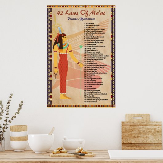 42 wetten van Ma'at - Positive Affirmations Poster (Keuken)