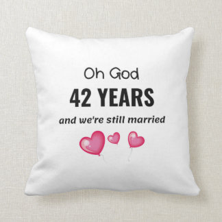 42e bruiloft Jubileum Funny Gift voor hem of haar Kussen