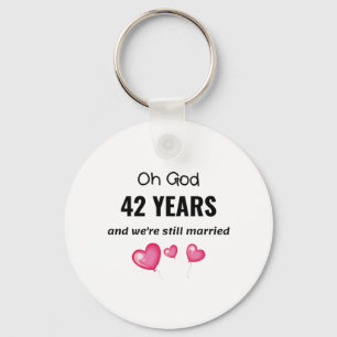 42e bruiloft Jubileum Funny Gift voor hem of haar Sleutelhanger