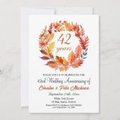 42e bruiloft Jubileum Herfst Floral Garland Kaart (Voorkant)
