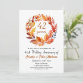 42e bruiloft Jubileum Herfst Floral Garland Kaart (Staand voorkant)