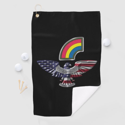 42e infanteriedivisie "Nooit vergeten" Eagle Golfhanddoek (Insitu)