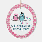 42e Jubileum Owl Wedding Jubilea Gift Keramisch Ornament (Links)