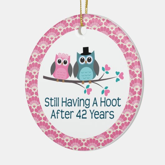 42e Jubileum Owl Wedding Jubilea Gift Keramisch Ornament (Links)