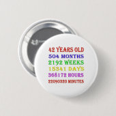 42e mijlpalen van de verjaardag ronde button 5,7 cm (Voorkant /achterkant)