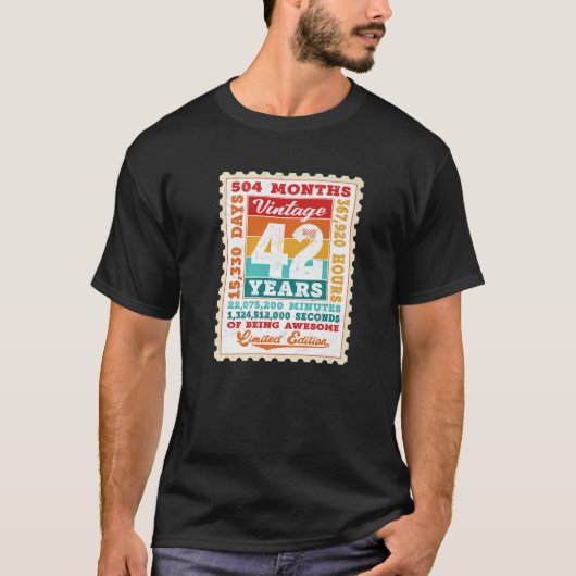 42e verjaardag 42 jaar oude poststempel B T-shirt (Voorkant)