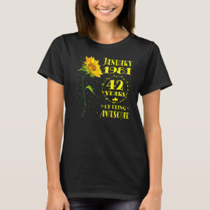 42e verjaardag 42 jaar oude zonnebloem geboren jan t-shirt