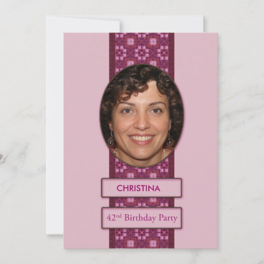 42e verjaardag Afbeelding en naam van de uitnodigi Kaart (Voorkant)