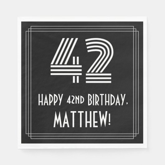 42e verjaardag: Art Deco geïnspireerd look "42" +  Servet (Voorkant)