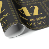 42e verjaardag ~ Art Deco geïnspireerde look "42", Cadeaupapier (Rol Hoek)