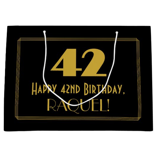 42e verjaardag — Art Deco geïnspireerde look "42"  Groot Cadeauzakje (Voorkant)