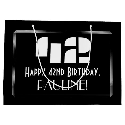 42e verjaardag ~ Art Deco geïnspireerde look "42" Groot Cadeauzakje (Achterkant)