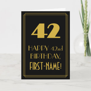 42e verjaardag - Art Deco geïnspireerde look "42"  Kaart