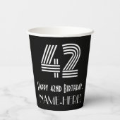 42e verjaardag — Art Deco Geïnspireerde look "42"  Papieren Bekers (Achterkant)